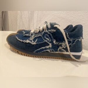 Denim Sneakers with White Laces